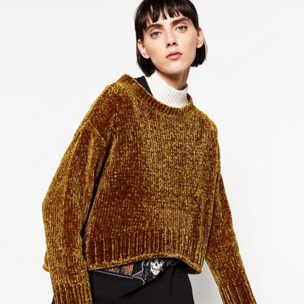 Zara knit chenille sweater